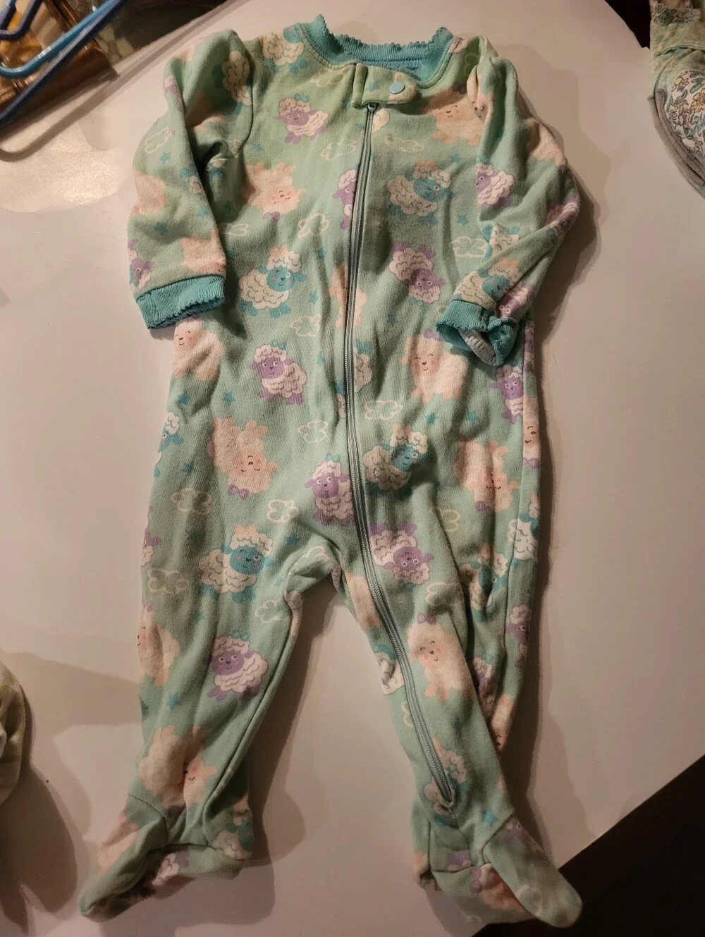 Bundle Of 5 Infanted Footed Pajamas Garanimal & Carter Size 3/6 Months + Hangers